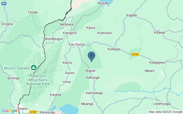 Kaart met locatie Kibale National Park